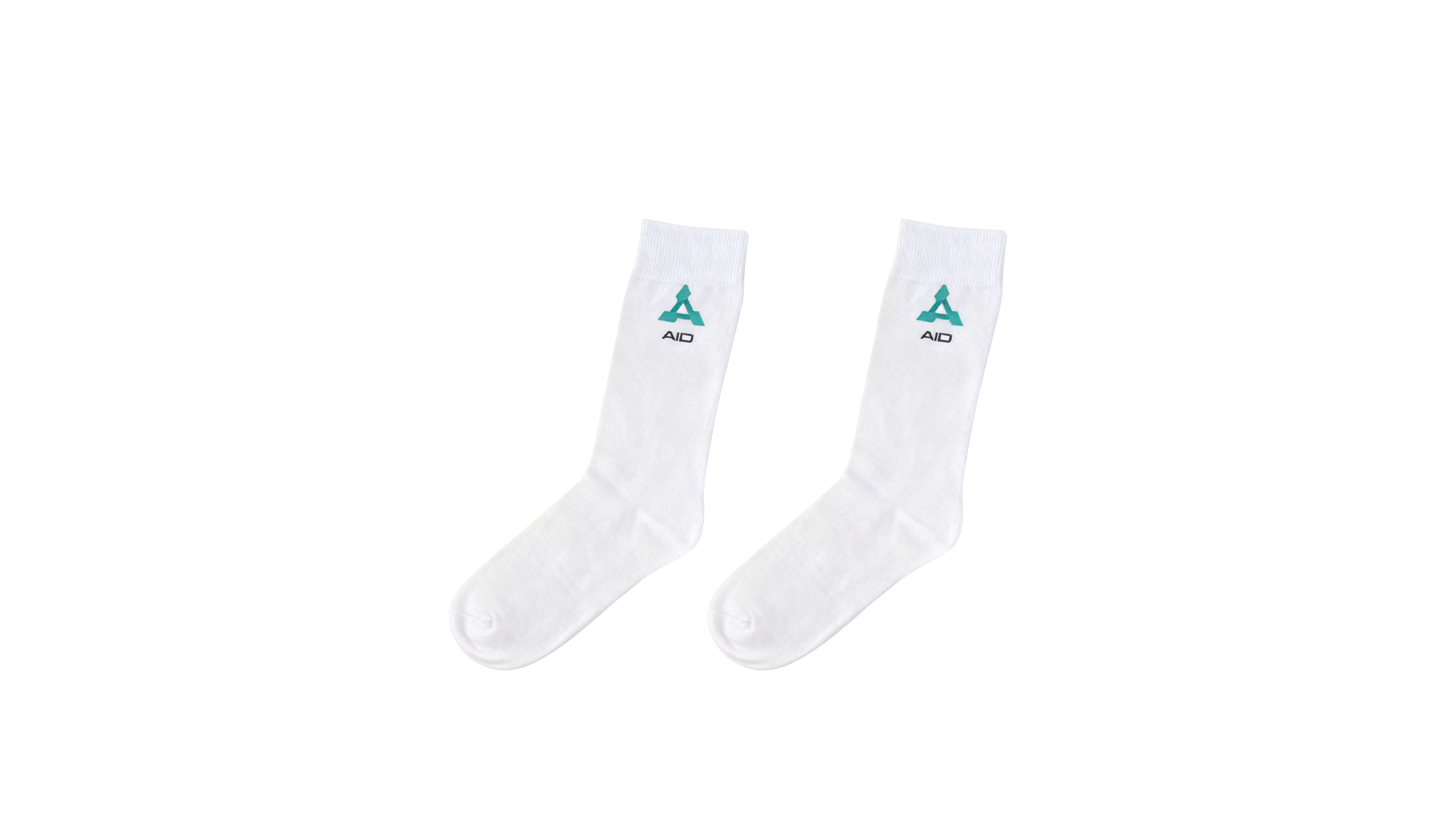 AID Mid-Calf White Cotton Socks
